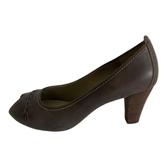 Ecco Womens Brown Leather Peep Toe Heel Pumps Comfort EU 39 Comfort Shoe - Picture 9 of 12